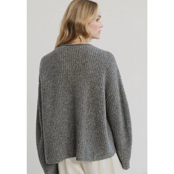 Jenni Kayne Ranch Fisherman Sweater 100% Cashmere Grey Roll Neck Size Large - Picture 3 of 9